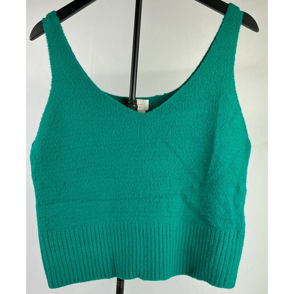 A New Day Women's Sleeveless V Neck Knit Crop Top - Green, Comfy, Stylish - Picture 1 of 8